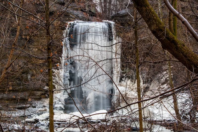 Frozen over Day’s Dam in Lorain, Ohio.