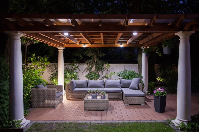 Relaxing area with outdoor lighting