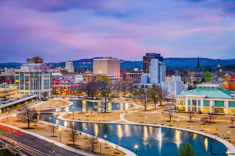 The Huntsville, Alabama city skyline.