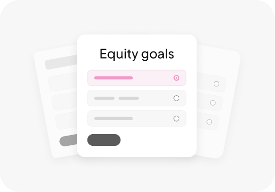 Equity goals interface with progress indicators