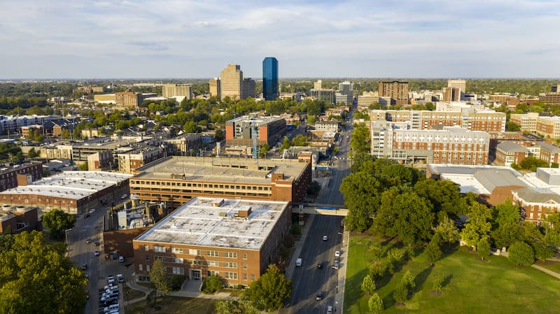 RHB Assets From IGX: Aerial view of downtown Lexington, Kentucky.