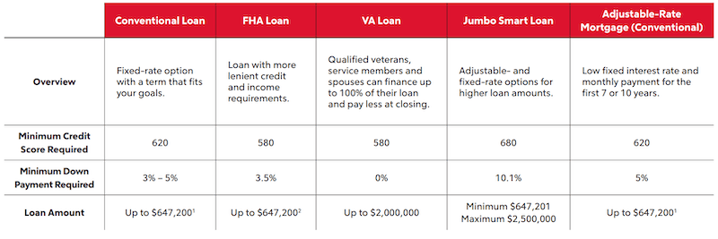 An infographic describing types of loans.