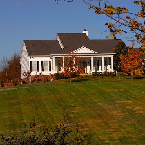 Large Kentucky home with large lawn.