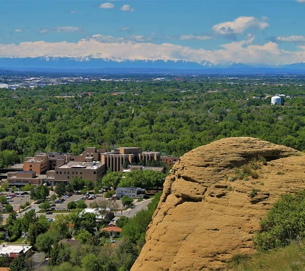 Distant, aerial view of Billings, Montana.