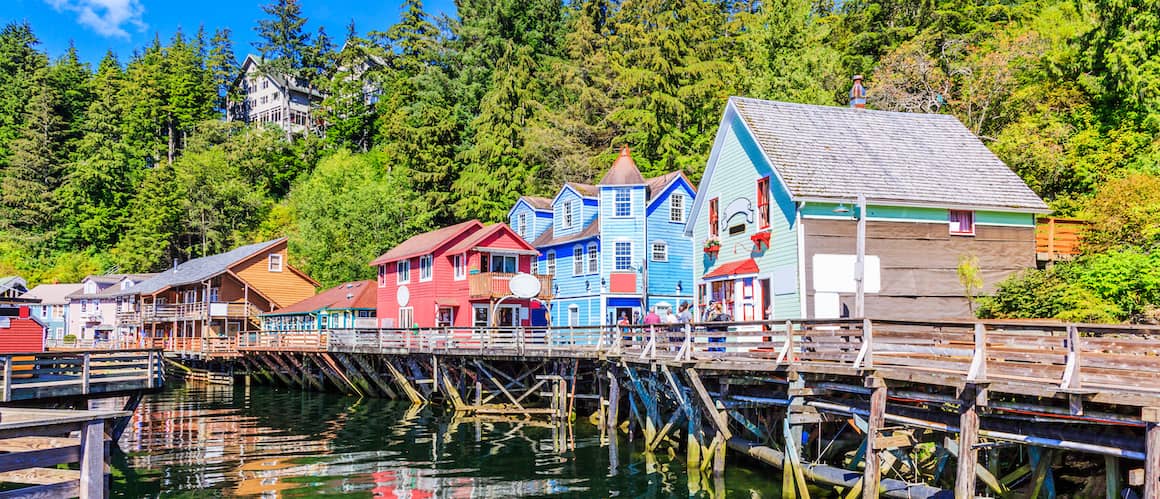 RHB Assets From IGX: Row of colorful vacation homes in Anchorage, Alaska