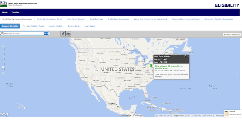 Map of USDA Eligibility.