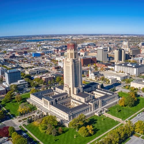 City view of Lincoln, Nebraska.