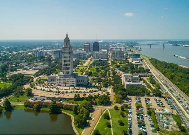 Aerial view overlooking East Baton Rouge.