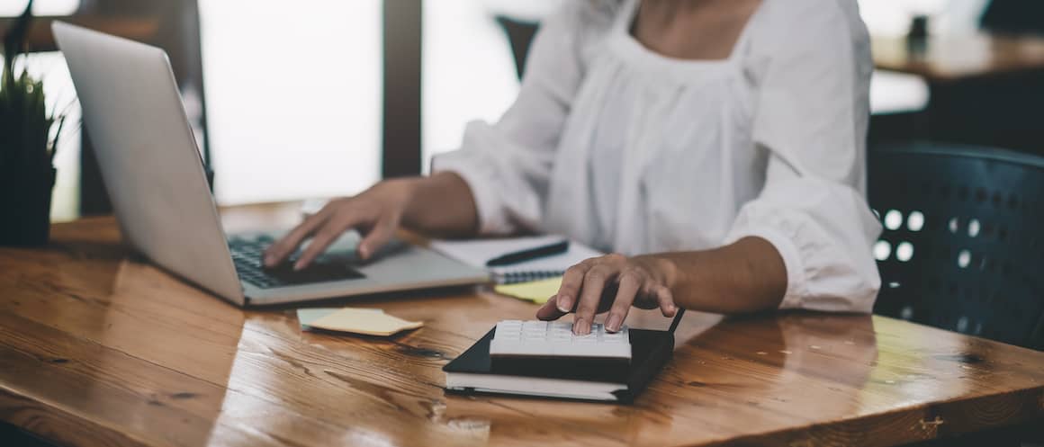 Woman on computer.