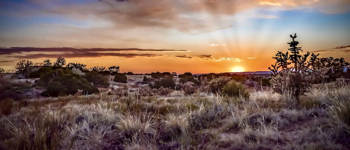 Sunrise in Santa Fe, New Mexico.