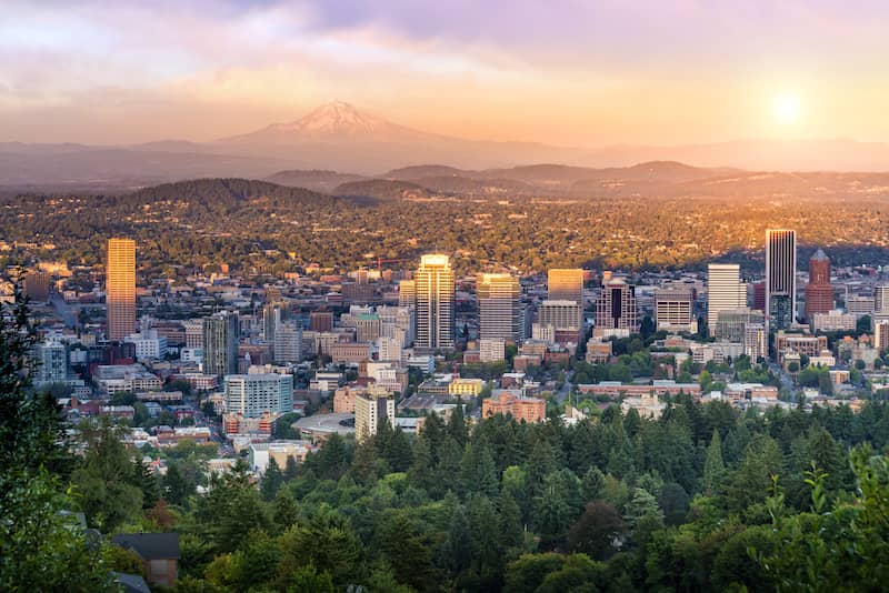 RHB Assets From IGX: Downtown Portland, Oregon at sunset