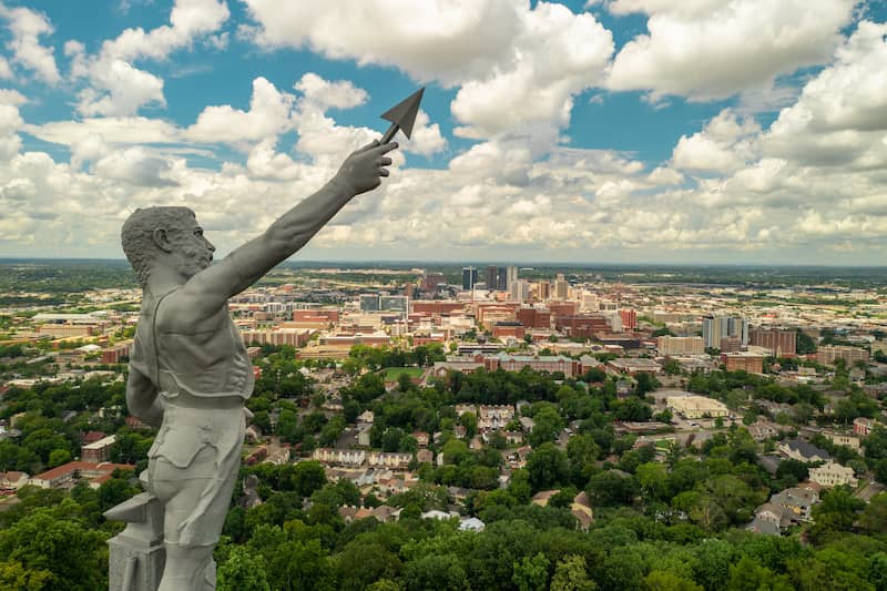 Vulcan statue overlooking downtown Birmingham.