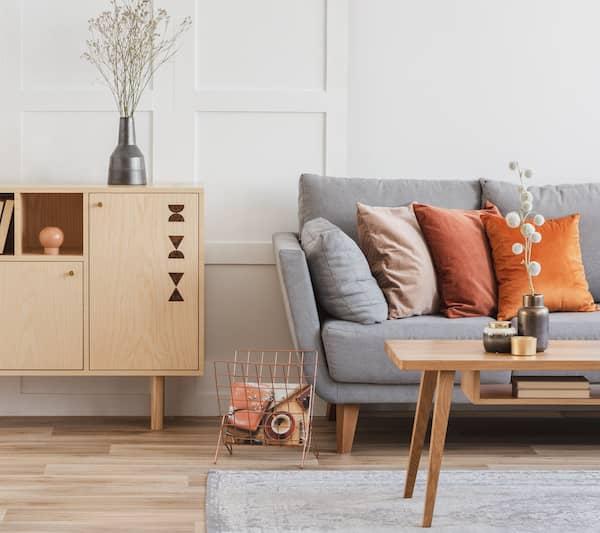 A Scandinavian styled living room.