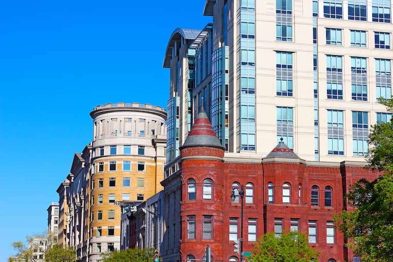 RHB Assets From IGX: A blend of modern and historic buildings in DC's Chinatown neighborhood.