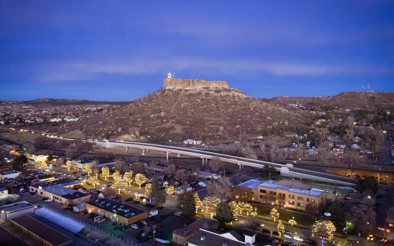 View of the city and The Star in Castle Rock, Colorado.