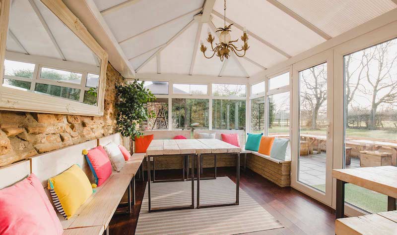 Pastel paradise sunroom