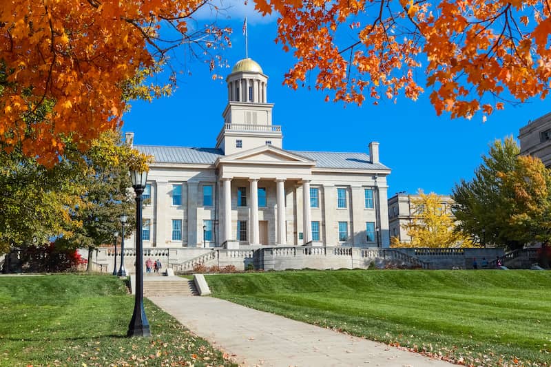 RHB Assets From IGX: Iowa Capitol building with a vibrant blue sky.