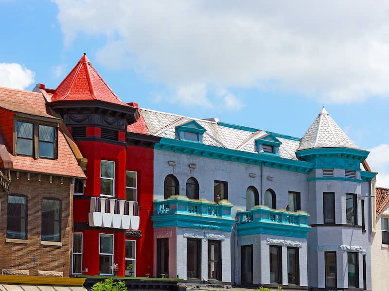 RHB Assets From IGX: Row houses and apartment buildings in the Adams Morgan neighborhood of Washington, DC.