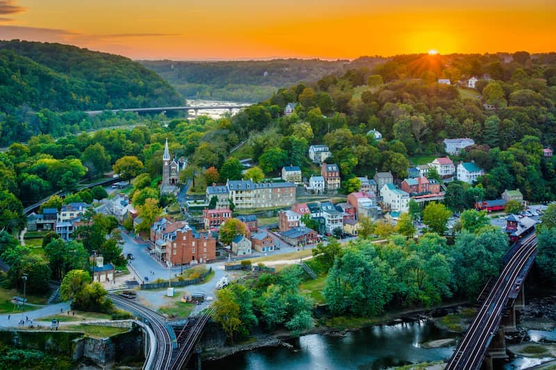 Sunset View of Harpers Ferry, West Virginia